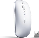 INPHIC Silent Rechargeable Ultra Slim Wireless Mouse 2.4G -Silver